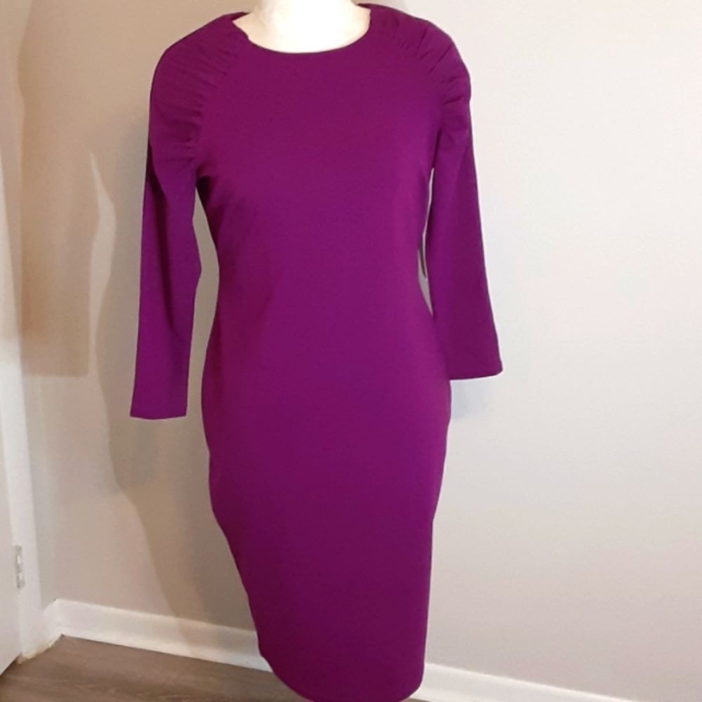 Eloquii Plum Puff Longsleeve Bodycon Dress
